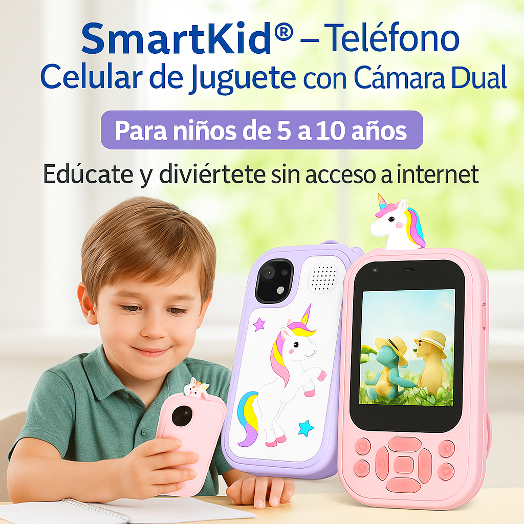 SmartKid® – Teléfono Celular de Juguete con Cámara Dual HD